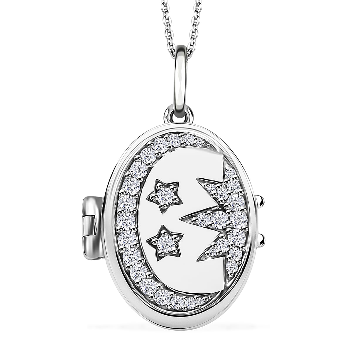 Value Buy Moissanite Pendant Necklace (20 Inches) in Rhodium Over Sterling Silver 0.70 ctw image number 0