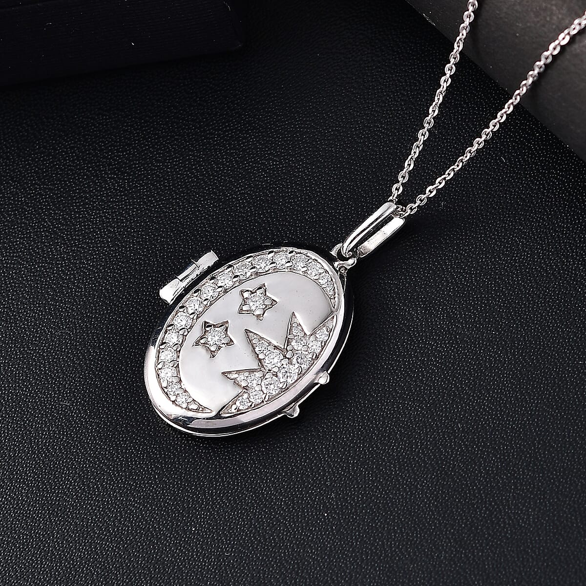 Value Buy Moissanite Pendant Necklace (20 Inches) in Rhodium Over Sterling Silver 0.70 ctw image number 1