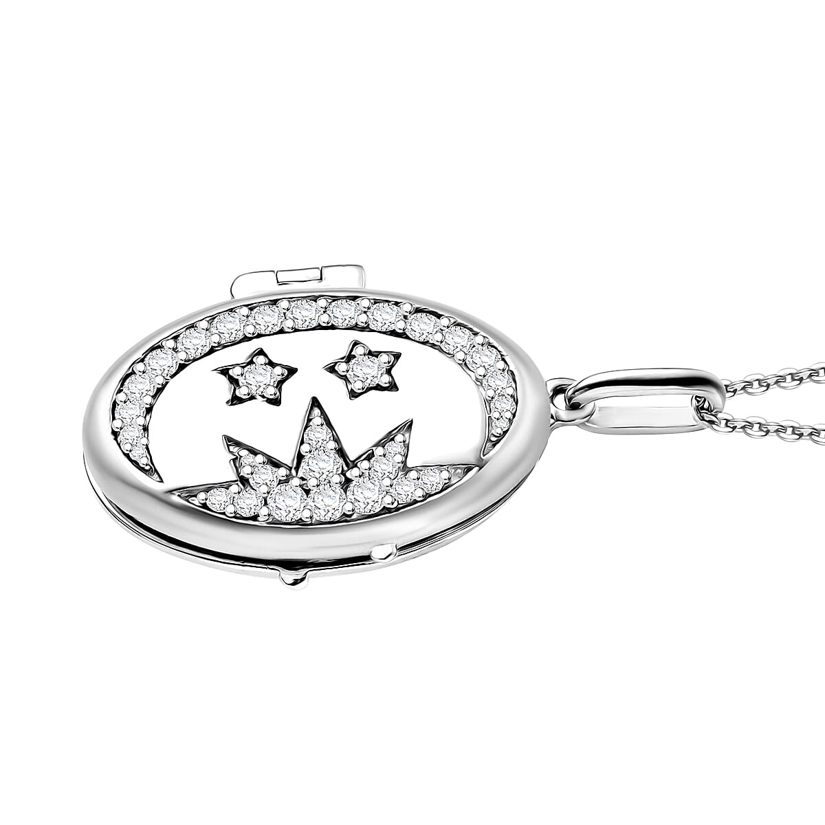 Value Buy Moissanite Pendant Necklace (20 Inches) in Rhodium Over Sterling Silver 0.70 ctw image number 4