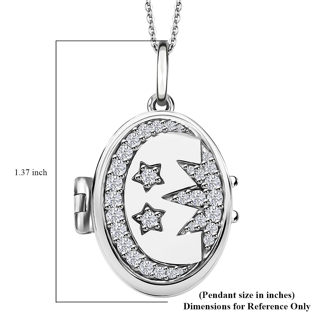 Value Buy Moissanite Pendant Necklace (20 Inches) in Rhodium Over Sterling Silver 0.70 ctw image number 6