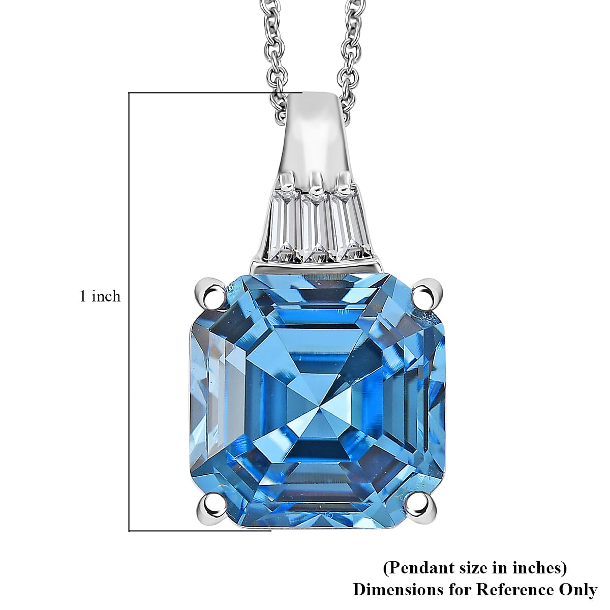 J Francis Embellished with Aquamarine and White Crystal by Swarovski Pendant Necklace (20 Inches) in Rhodium Over Sterling Silver