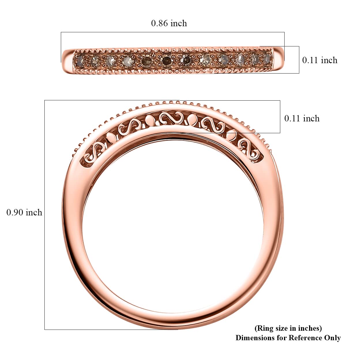 Multi Diamond 0.50 ctw Ring in 18K Vermeil Rose Gold and Rhodium Over Sterling Silver (Size 5.0) image number 6