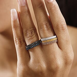 D'Joy Multi Diamond Set of 5 Ring in 18K Vermeil RG and Rhodium Over Sterling Silver 0.50 ctw (Size 6.0)