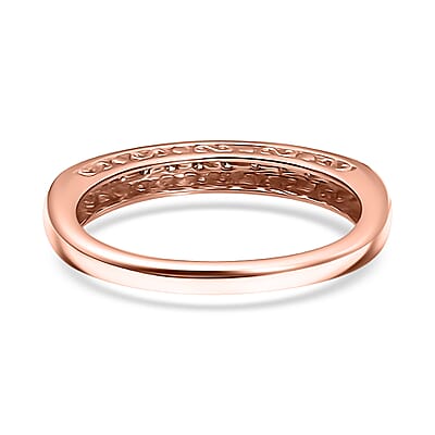 D'Joy Multi Diamond Set of 5 Ring in 18K Vermeil RG and Rhodium Over Sterling Silver 0.50 ctw (Size 6.0)