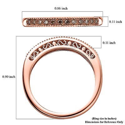 D'Joy Multi Diamond Set of 5 Ring in 18K Vermeil RG and Rhodium Over Sterling Silver 0.50 ctw (Size 6.0)