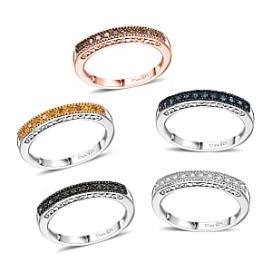 Multi Diamond 0.50 ctw Set of 5 Ring in 18K Vermeil Rose Gold and Rhodium Over Sterling Silver (Size 9.0)