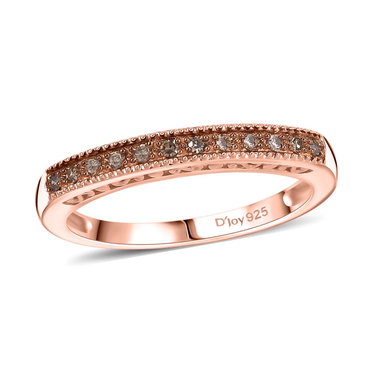 Multi Diamond 0.50 ctw Set of 5 Ring in 18K Vermeil Rose Gold and Rhodium Over Sterling Silver (Size 7.0) image number 3