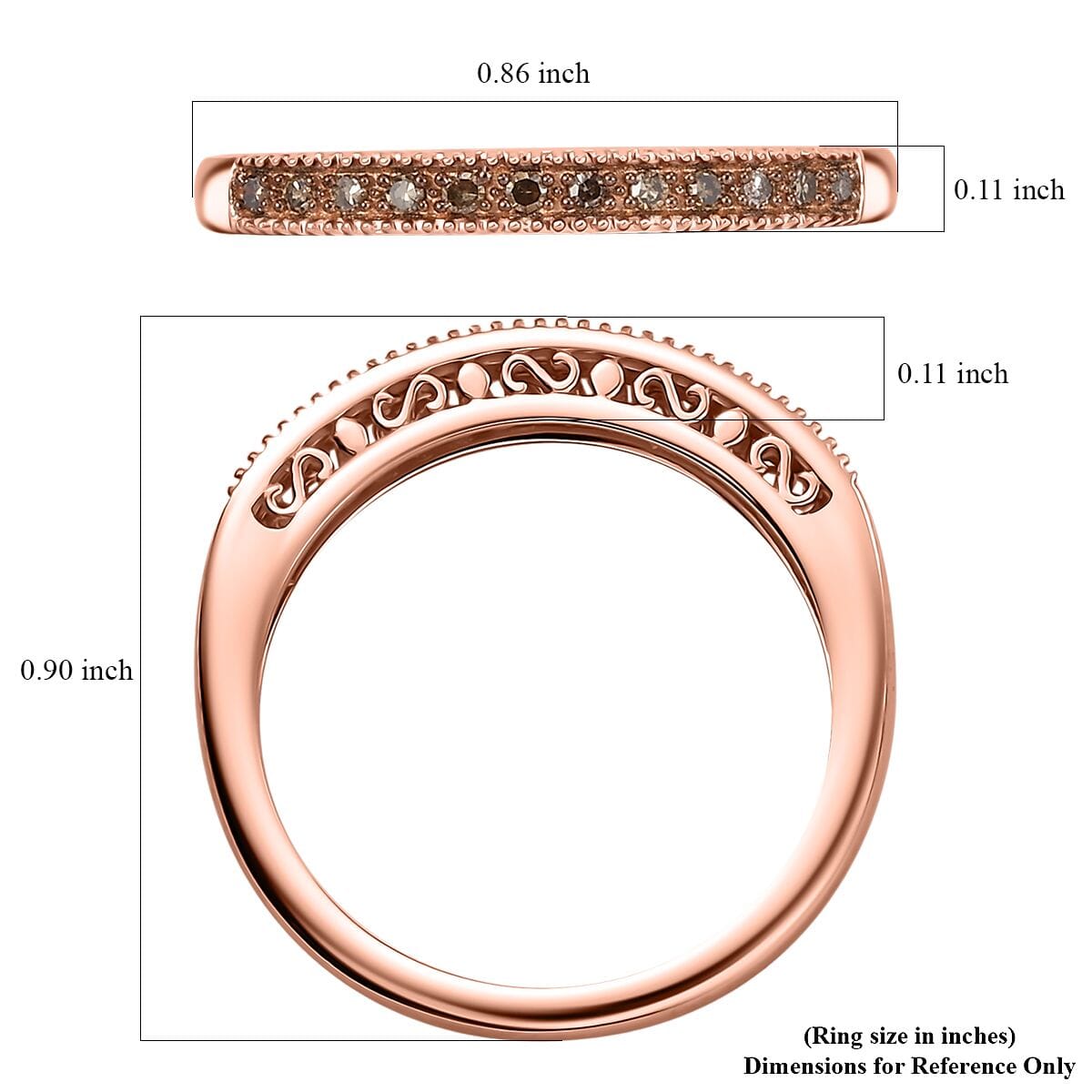 Multi Diamond 0.50 ctw Set of 5 Ring in 18K Vermeil Rose Gold and Rhodium Over Sterling Silver (Size 7.0) image number 6