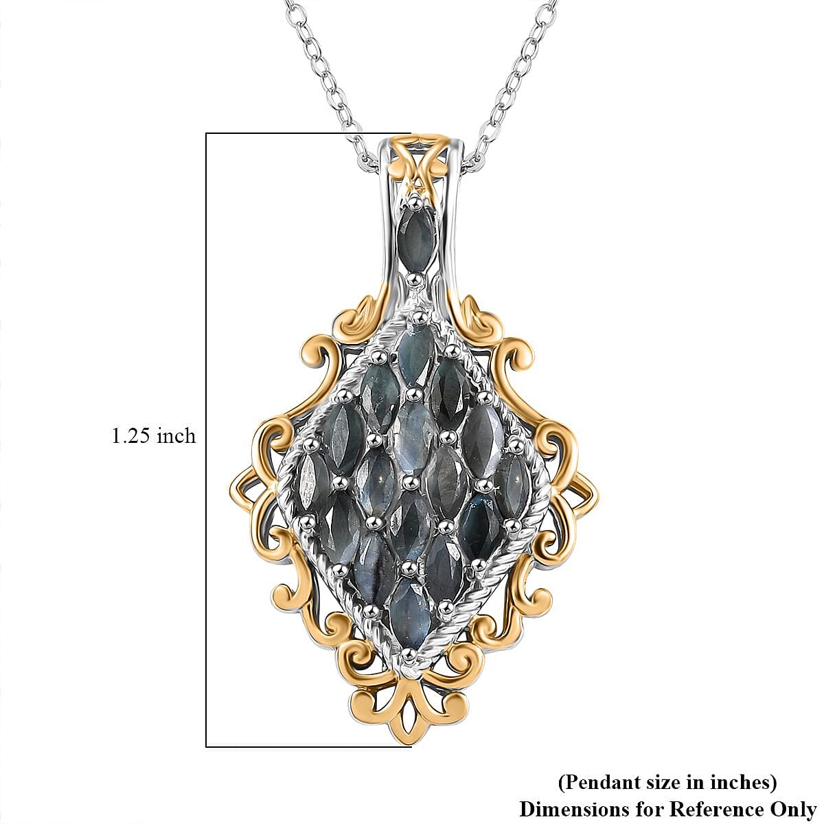 Narsipatnam Alexandrite 1.35 ctw Majesty Pendant Necklace in 18K Vermeil YG and Rhodium Over Sterling Silver 20 Inches