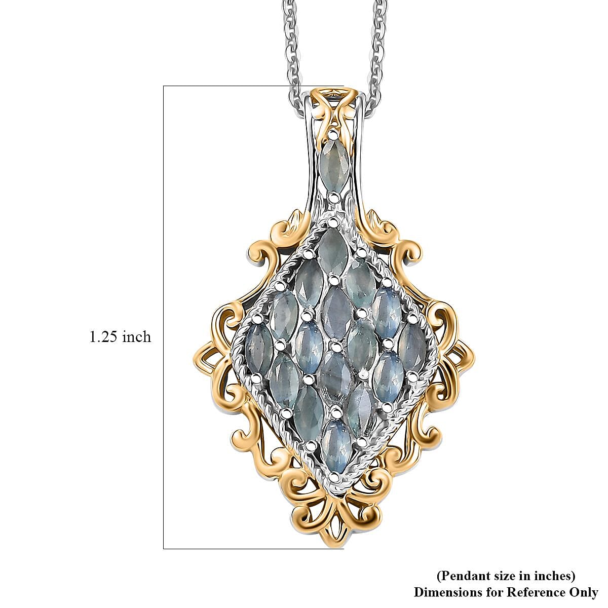 Narsipatnam Alexandrite 1.35 ctw Majesty Pendant Necklace in 18K Vermeil YG and Rhodium Over Sterling Silver 20 Inches