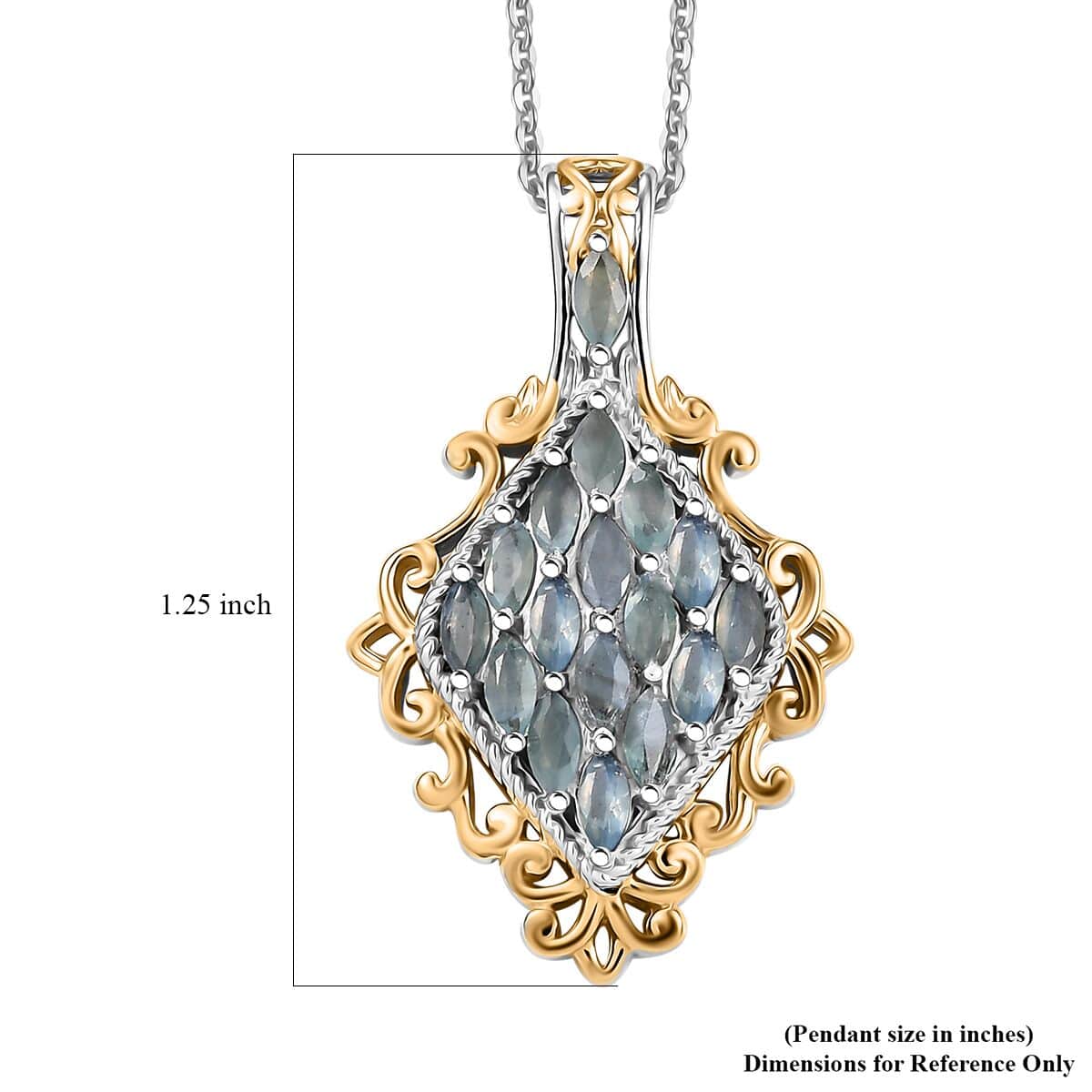 Narsipatnam Alexandrite 1.35 ctw Majesty Pendant Necklace in 18K Vermeil YG and Rhodium Over Sterling Silver 20 Inches image number 6