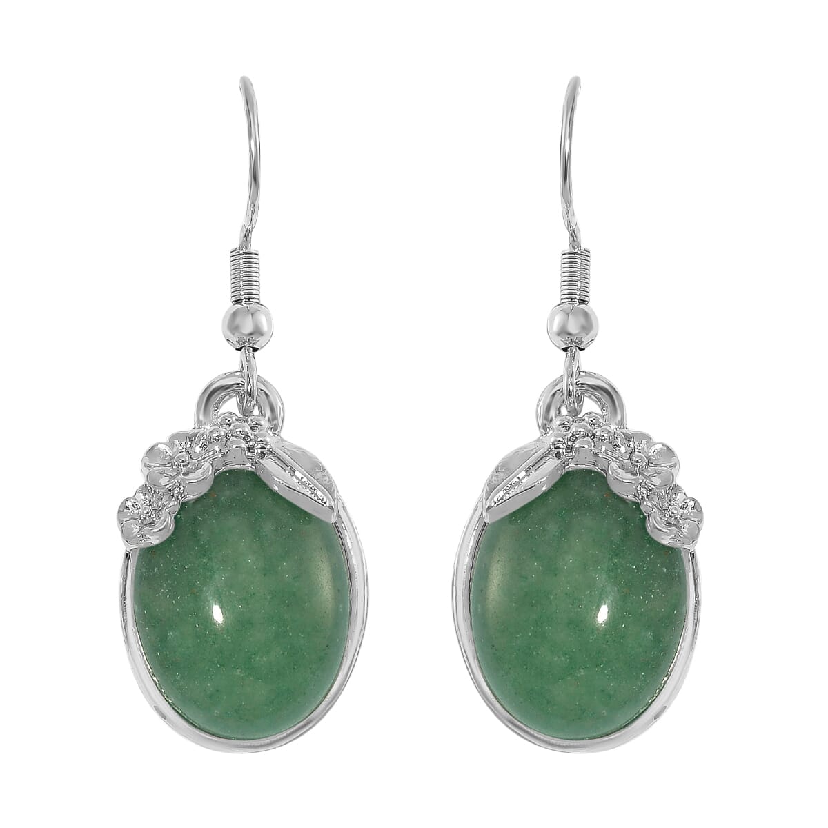 Green Aventurine 140.00 ctw Necklace 20 Inches and Earrings in Silvertone image number 4