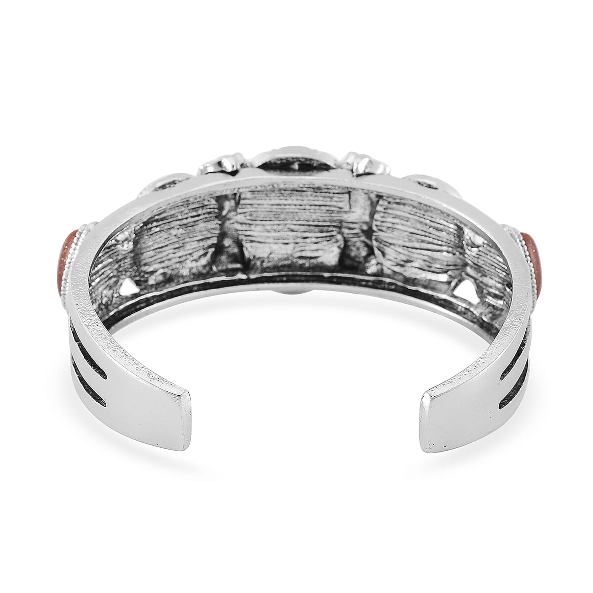 Set of 2 Gold Sandstone 150.00 ctw Cuff Bracelet (7.5 In) and Earrings in Silvertone image number 4