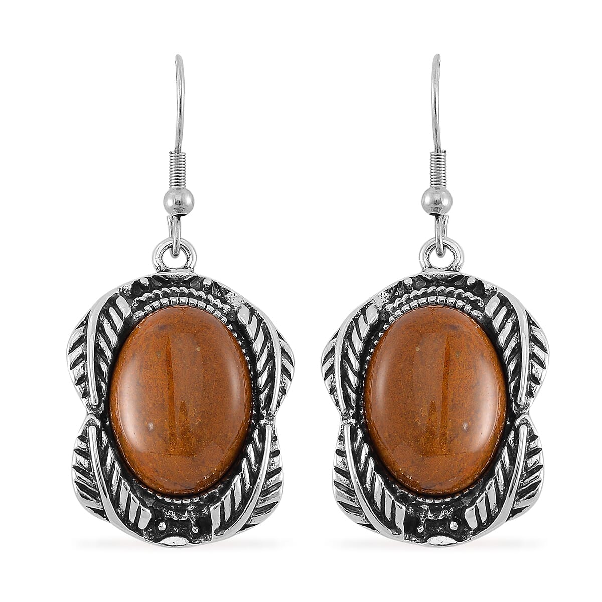 Set of 2 Rainbow Jasper 150.00 ctw Cuff Bracelet (7.5 In) and Earrings in Silvertone image number 6
