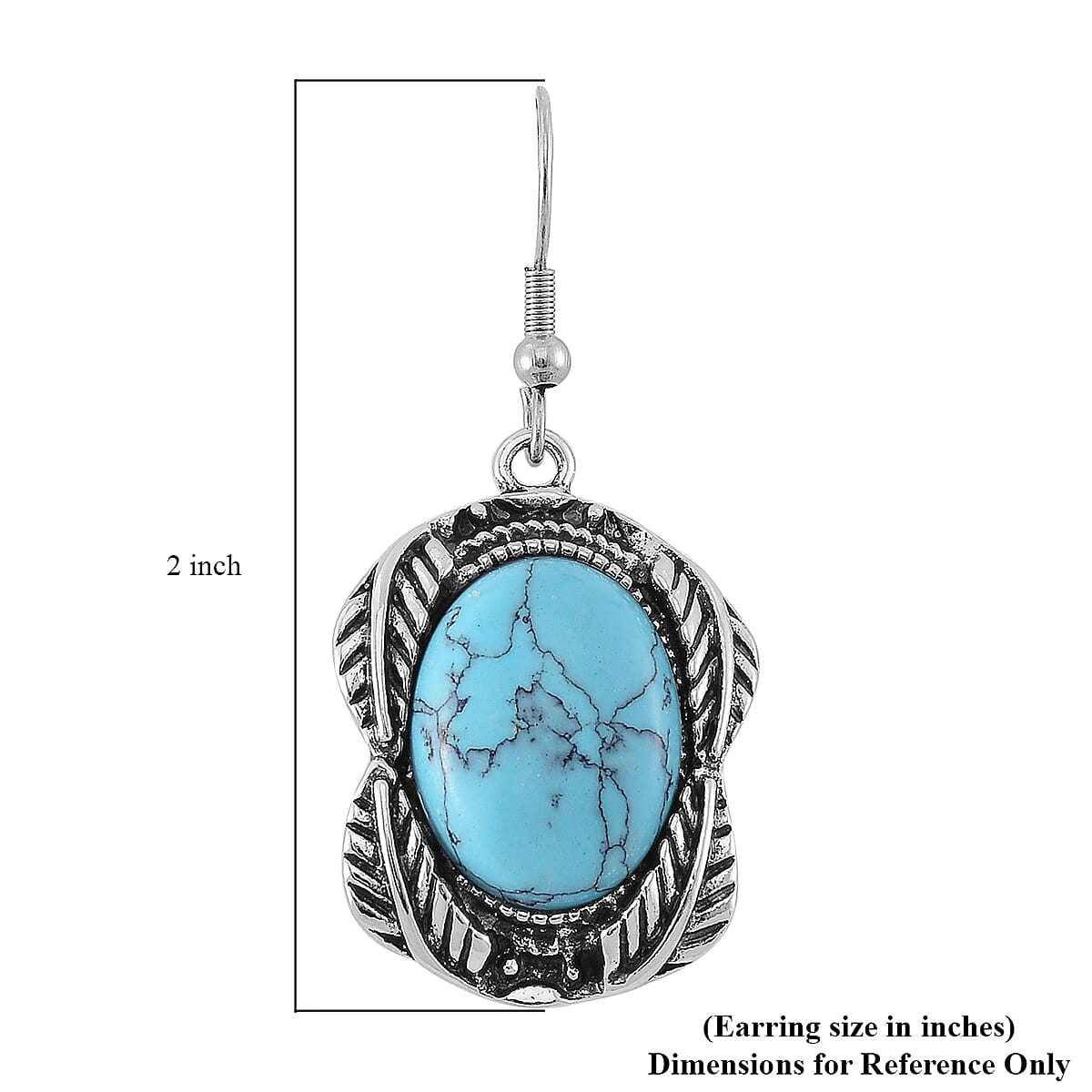 Set of 2 Constituted Blue Howlite 150.00 ctw Cuff Bracelet (7.5 In) and Earrings in Silvertone image number 8