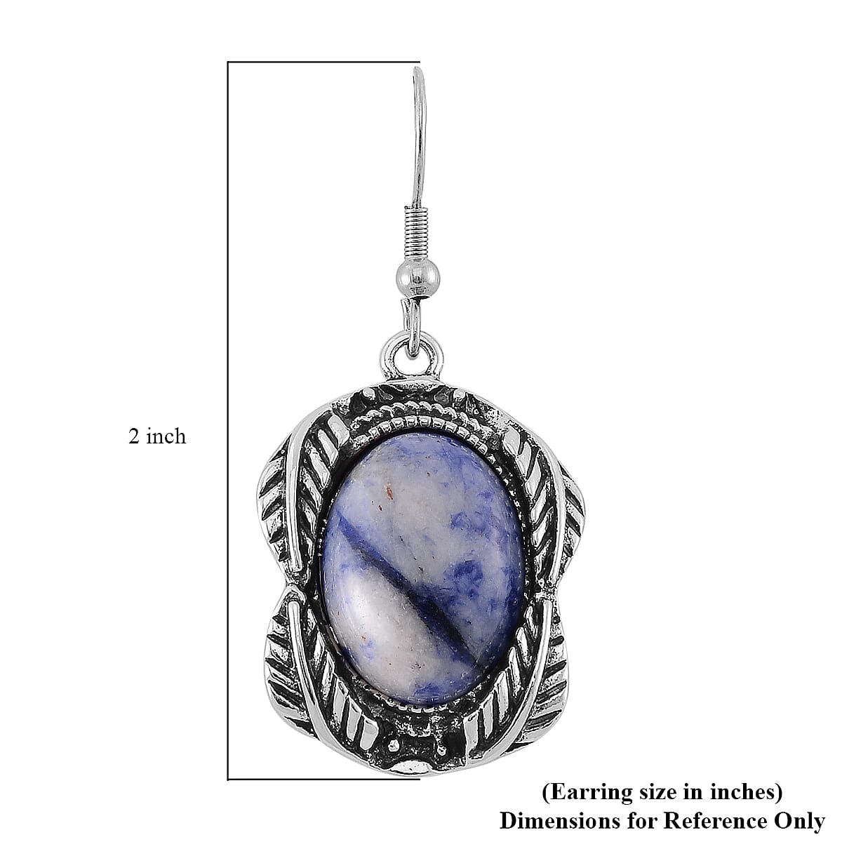 Set of 2 Sodalite 150.00 ctw Cuff Bracelet (7.5 In) and Earrings in Silvertone image number 8