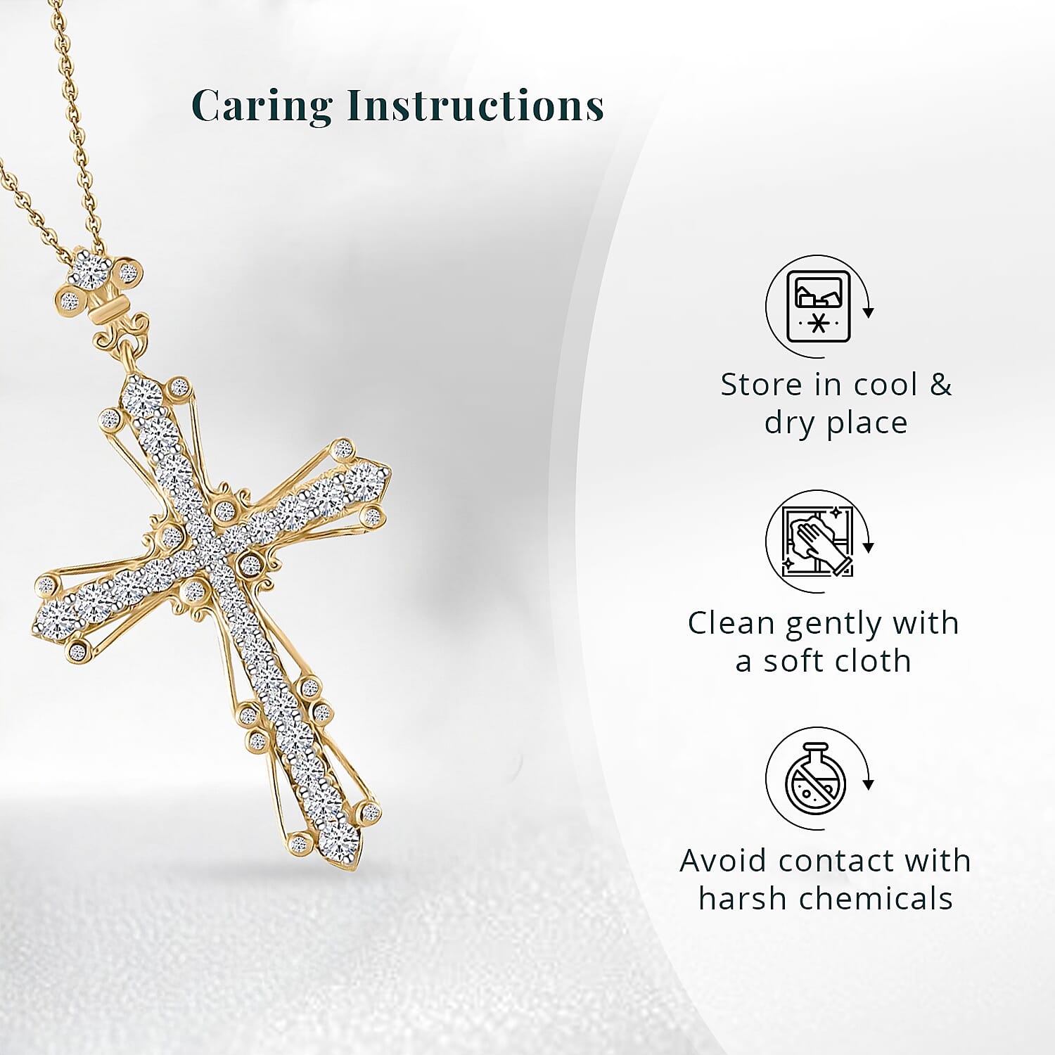 Luxuriant Lab Grown Diamond G-H SI 1.00 ctw Cross Pendant Necklace in 18K Vermeil Yellow Gold Over Sterling Silver 20 Inches