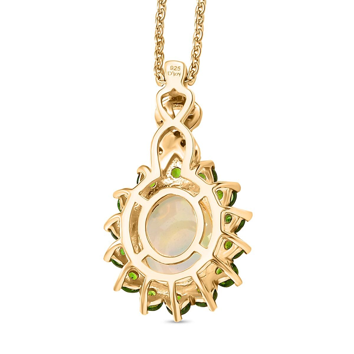 Premium Ethiopian Welo Opal and Multi Gemstone 1.75 ctw Sunburst Pendant Necklace in 18K Vermeil Yellow Gold Over Sterling Silver 20 Inches