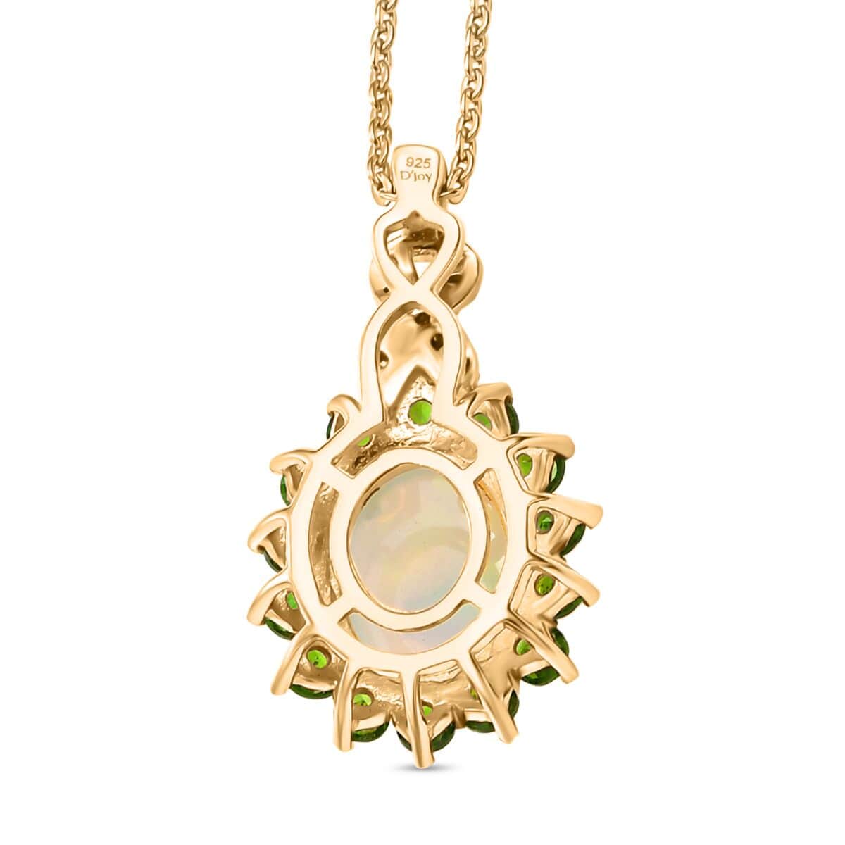 Premium Ethiopian Welo Opal and Multi Gemstone 1.75 ctw Sunburst Pendant Necklace in 18K Vermeil Yellow Gold Over Sterling Silver 20 Inches image number 4