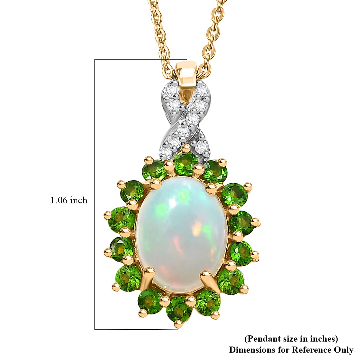 Premium Ethiopian Welo Opal and Multi Gemstone 1.75 ctw Sunburst Pendant Necklace in 18K Vermeil Yellow Gold Over Sterling Silver 20 Inches