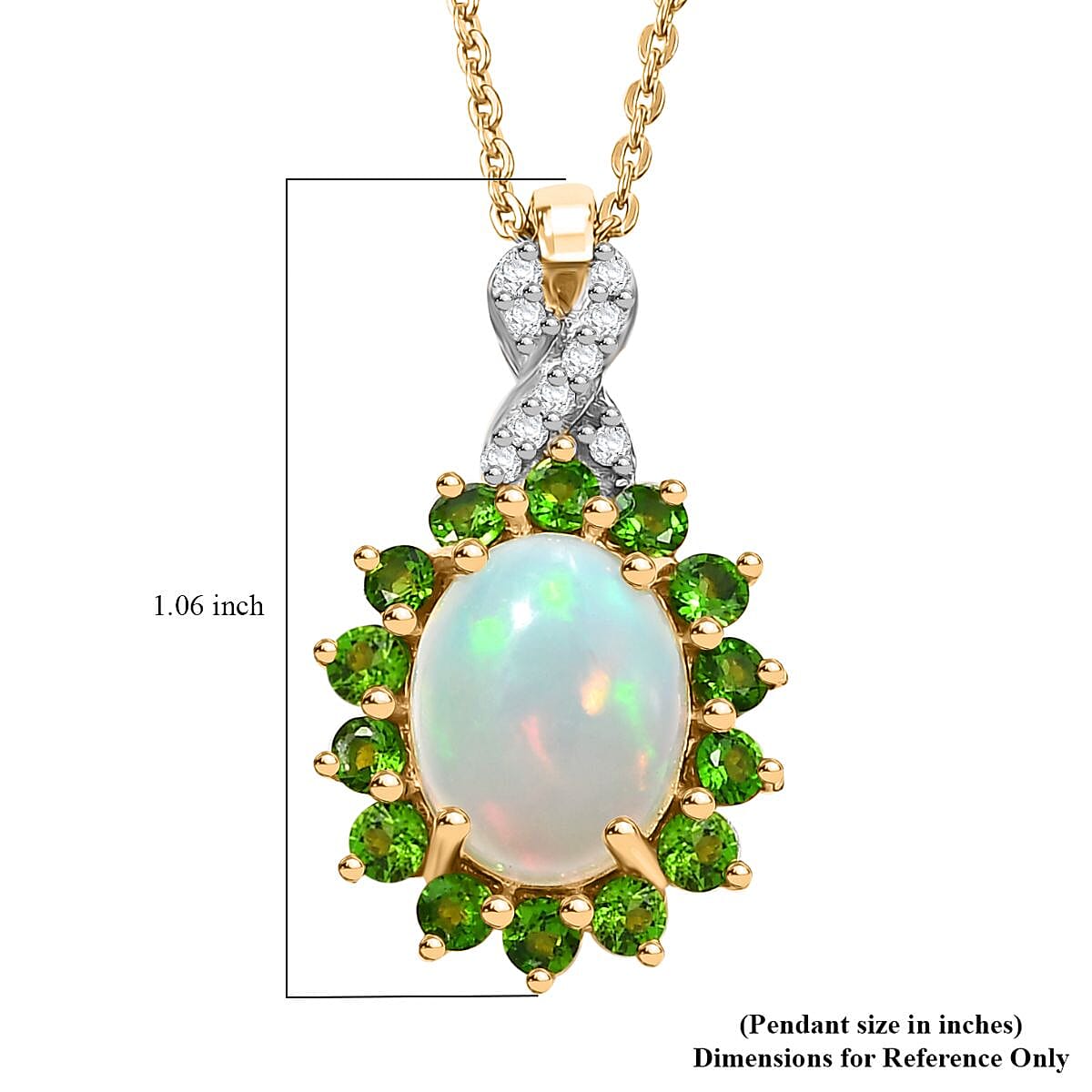 Premium Ethiopian Welo Opal and Multi Gemstone 1.75 ctw Sunburst Pendant Necklace in 18K Vermeil Yellow Gold Over Sterling Silver 20 Inches