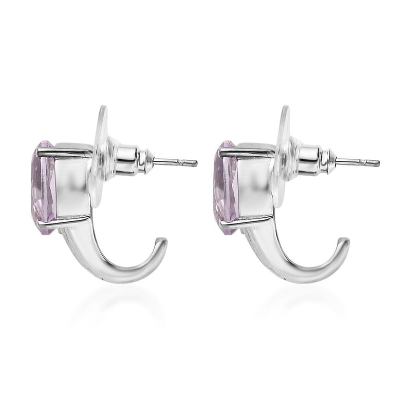 Rose De France Amethyst 31.70 ctw Bangle Bracelet (7.25In), Earrings, Ring (Size 5.0) and Pendant Necklace 20 Inches in Stainless Steel