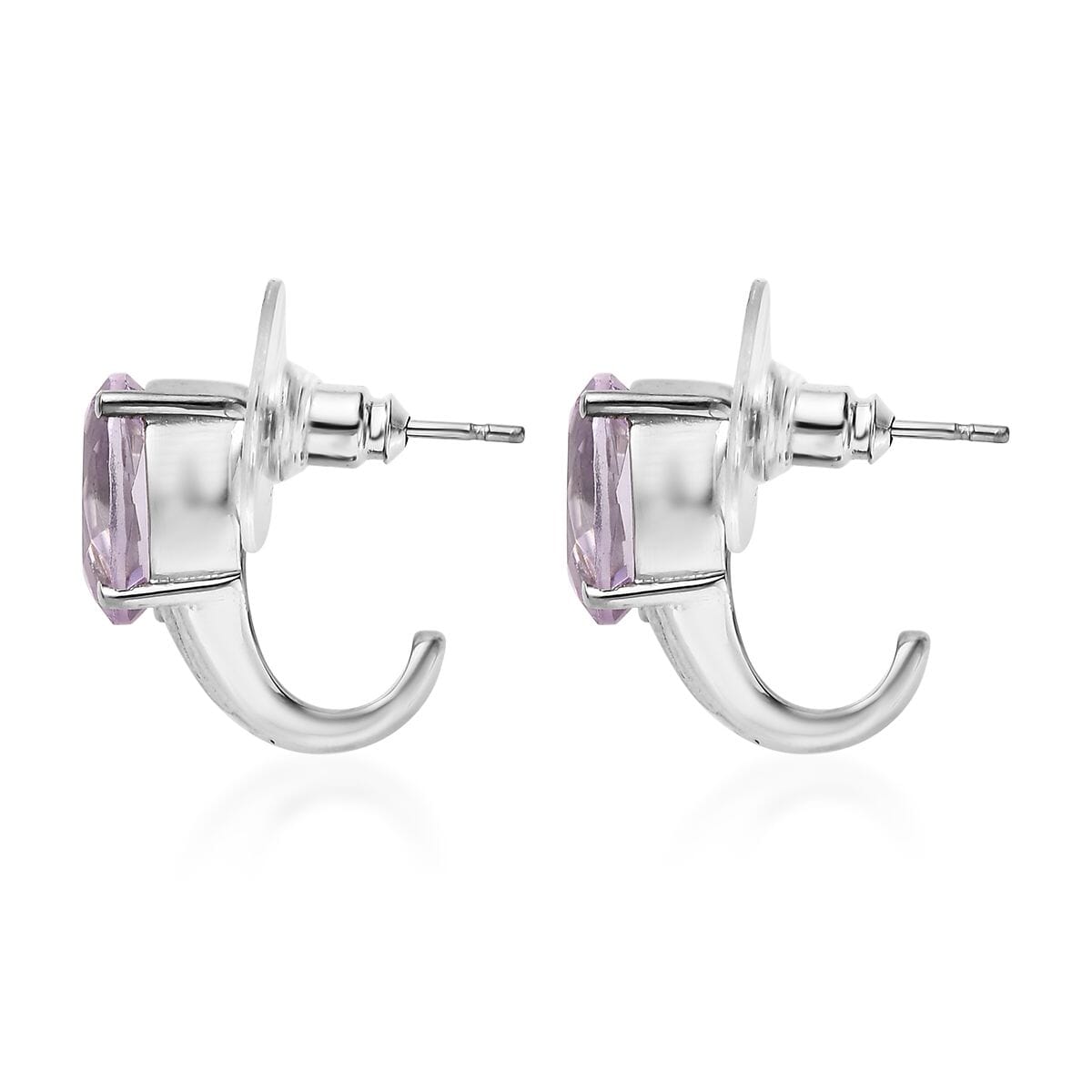 Rose De France Amethyst 31.70 ctw Bangle Bracelet (7.25In), Earrings, Ring (Size 6.0) and Pendant Necklace 20 Inches in Stainless Steel image number 5