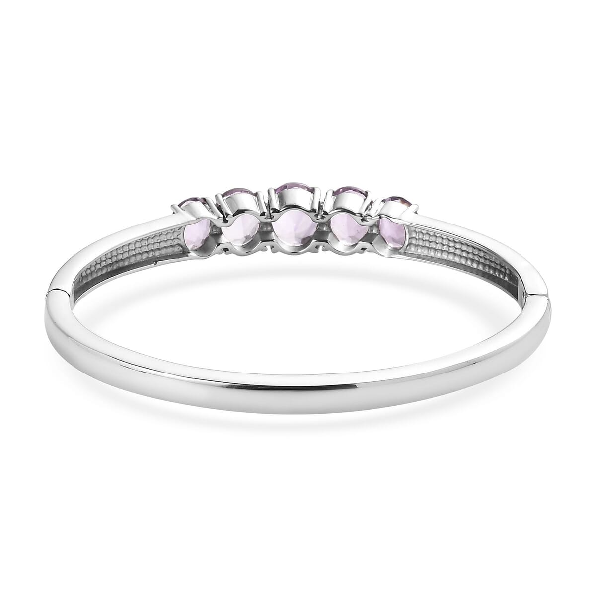 Rose De France Amethyst 31.70 ctw Bangle Bracelet (7.25In), Earrings, Ring (Size 6.0) and Pendant Necklace 20 Inches in Stainless Steel image number 9