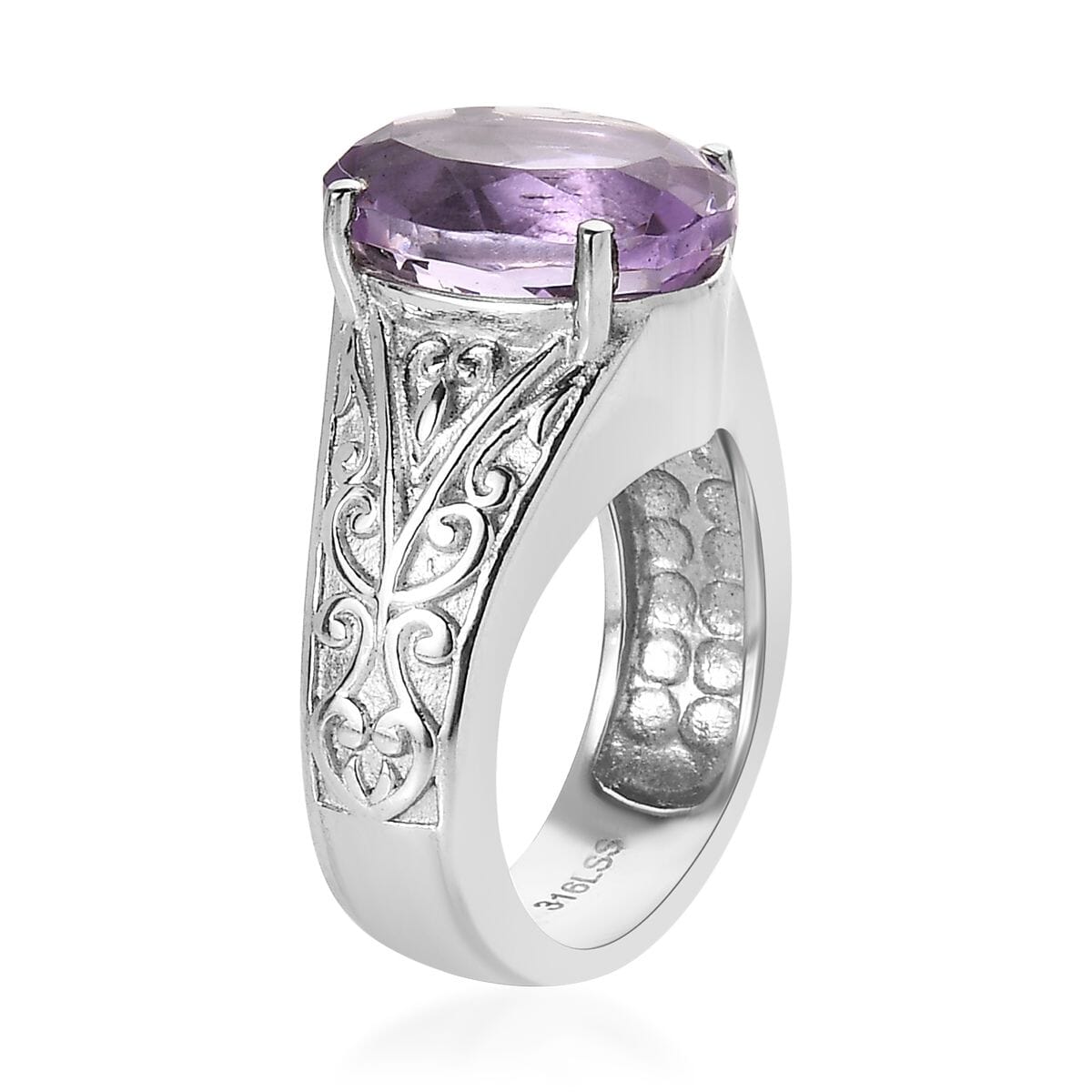 Rose De France Amethyst 31.70 ctw Bangle Bracelet (7.25In), Earrings, Ring (Size 6.0) and Pendant Necklace 20 Inches in Stainless Steel image number 11