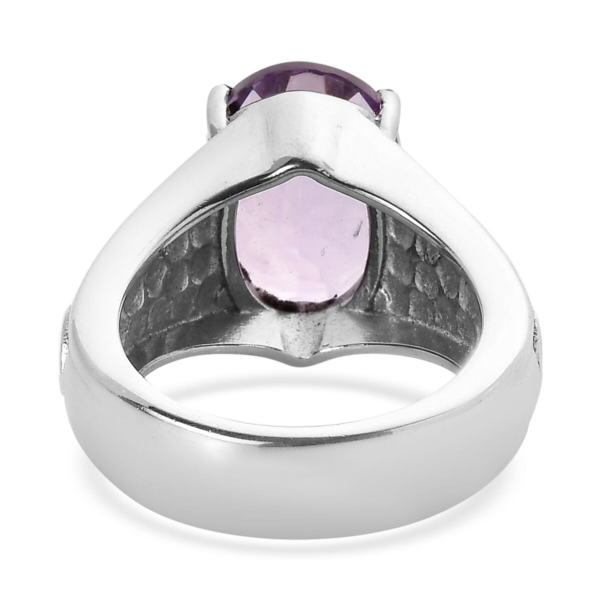 Rose De France Amethyst 31.70 ctw Bangle Bracelet (7.25In), Earrings, Ring (Size 6.0) and Pendant Necklace 20 Inches in Stainless Steel image number 12