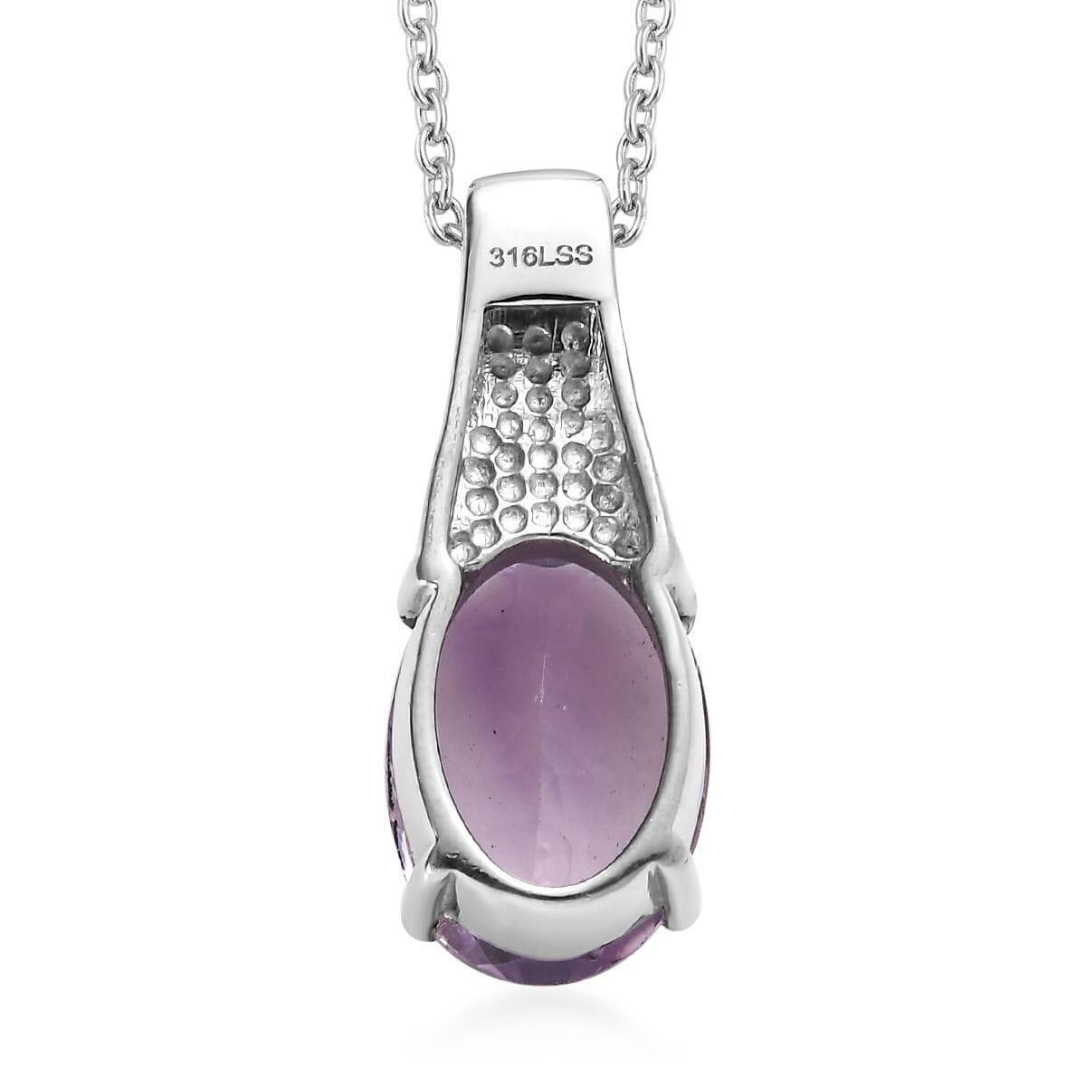 Rose De France Amethyst 31.70 ctw Bangle Bracelet (7.25In), Earrings, Ring (Size 7.0) and Pendant Necklace 20 Inches in Stainless Steel image number 3