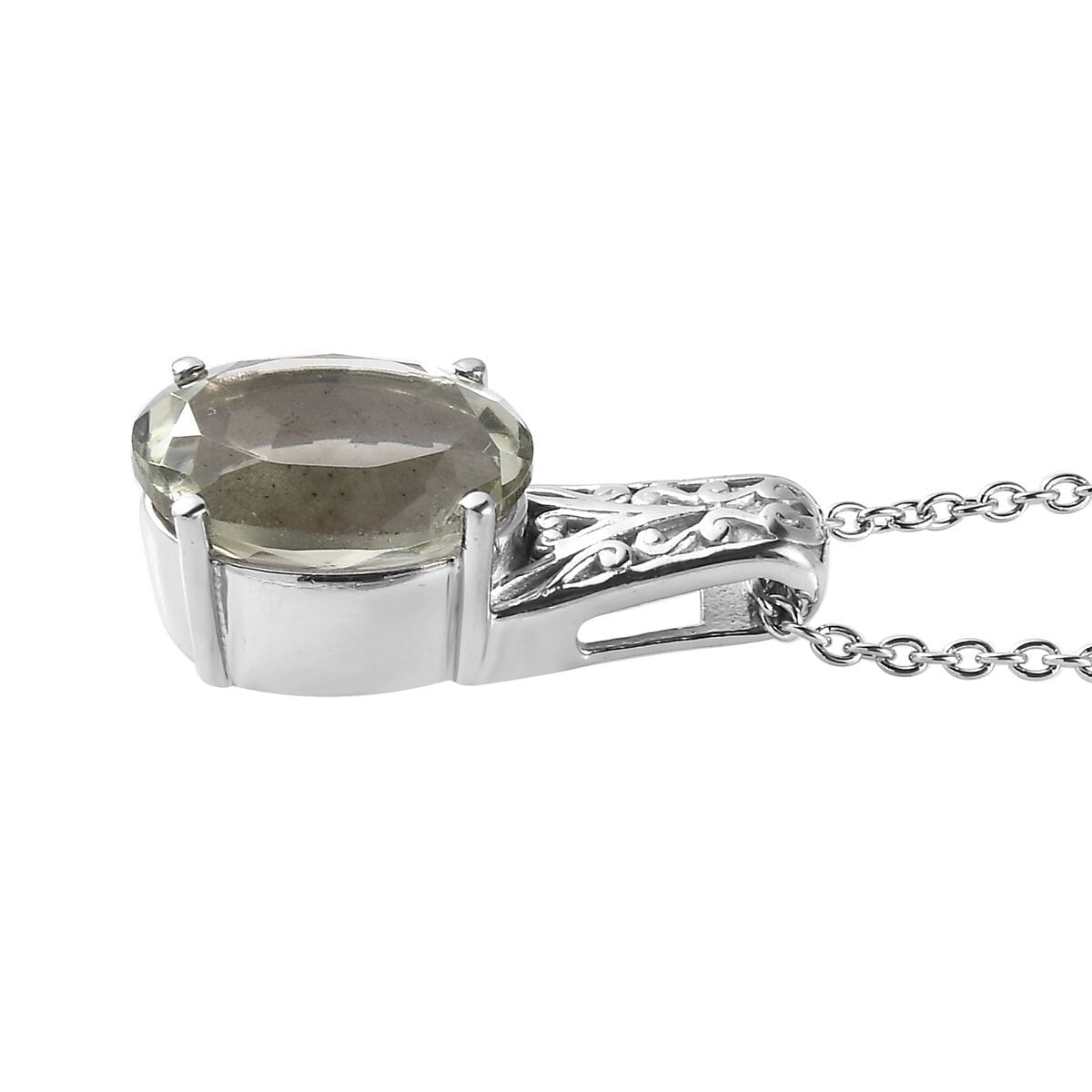 Montezuma Prasiolite 29.85 ctw Bangle Bracelet (7.25In), Earrings, Ring (Size 6.0) and Pendant Necklace 20 Inches in Stainless Steel image number 2