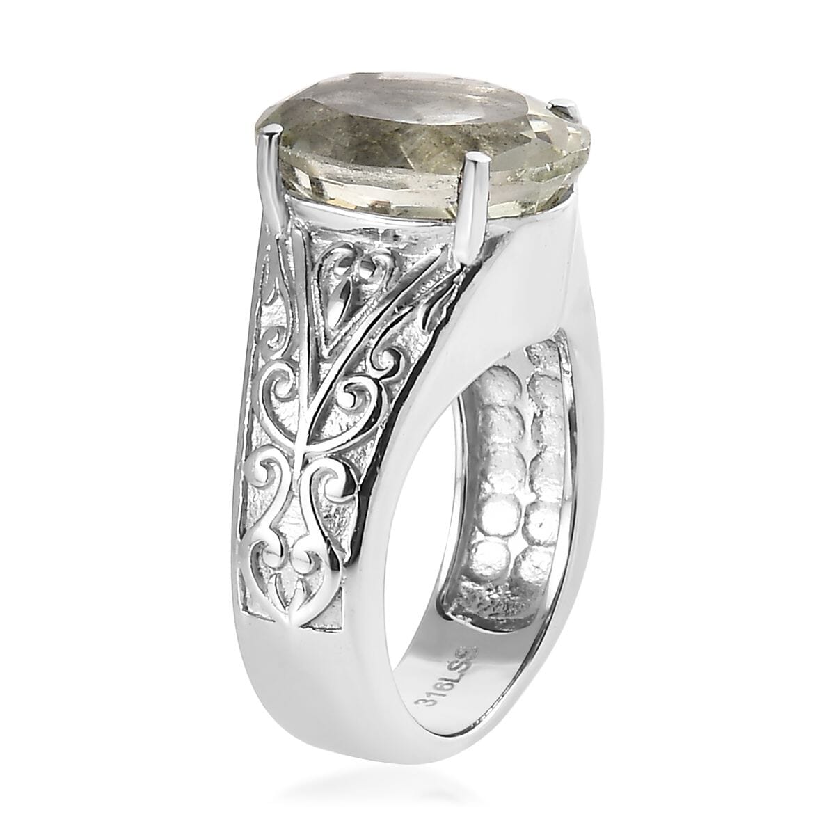 Montezuma Prasiolite 29.85 ctw Bangle Bracelet (7.25In), Earrings, Ring (Size 6.0) and Pendant Necklace 20 Inches in Stainless Steel image number 11
