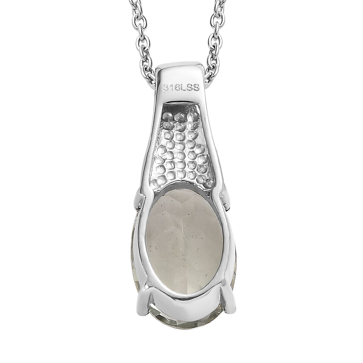 Montezuma Prasiolite 29.85 ctw Bangle Bracelet (7.25In), Earrings, Ring (Size 8.0) and Pendant Necklace 20 Inches in Stainless Steel