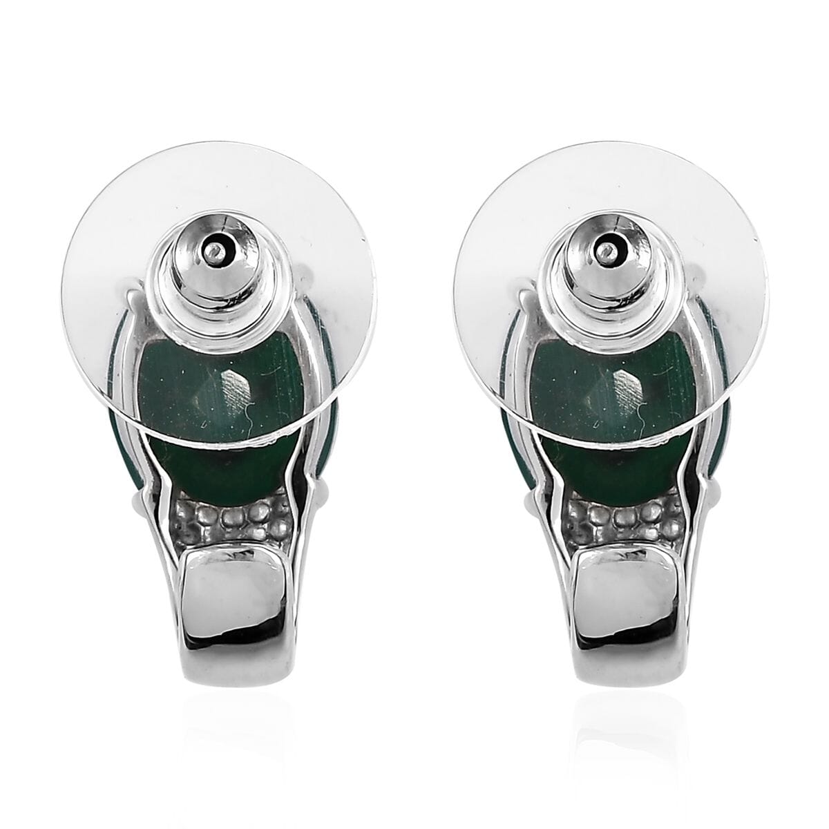 Green Onyx 28.65 ctw Bangle Bracelet (7.25In), Earrings, Ring (Size 8.0) and Pendant Necklace 20 Inches in Stainless Steel image number 4