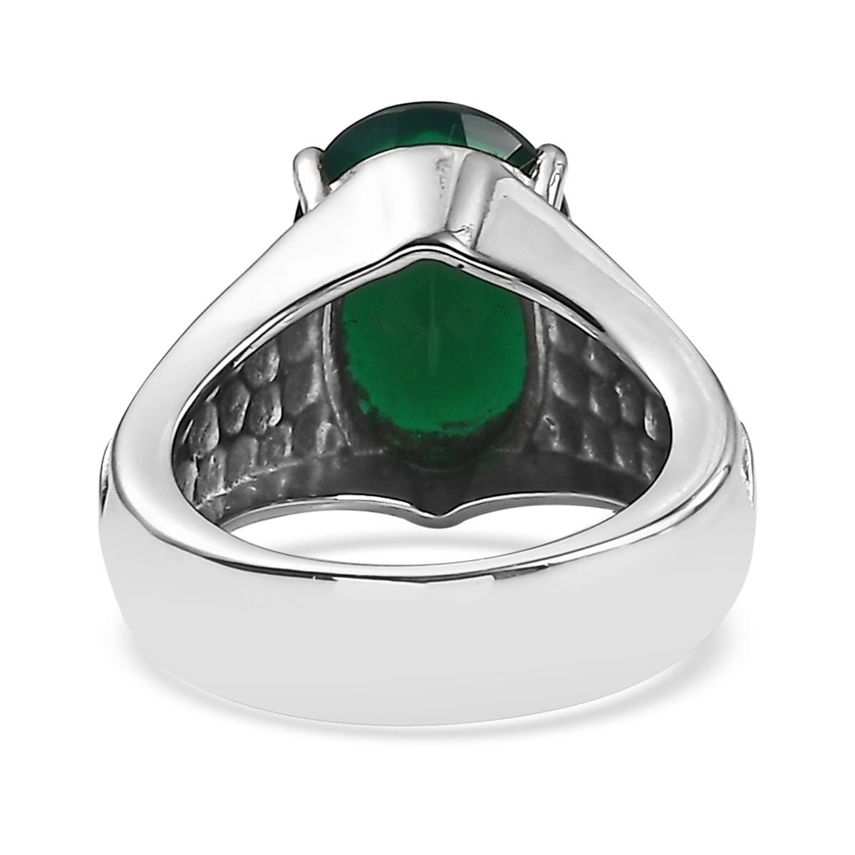 Green Onyx 28.65 ctw Bangle Bracelet (7.25In), Earrings, Ring (Size 8.0) and Pendant Necklace 20 Inches in Stainless Steel image number 8