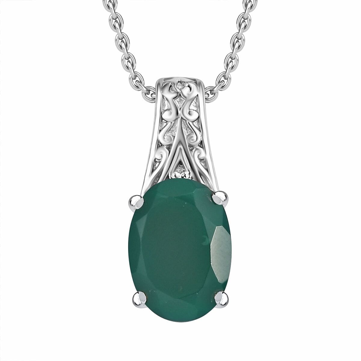 Green Onyx 28.65 ctw Bangle Bracelet (7.25In), Earrings, Ring (Size 8.0) and Pendant Necklace 20 Inches in Stainless Steel image number 12