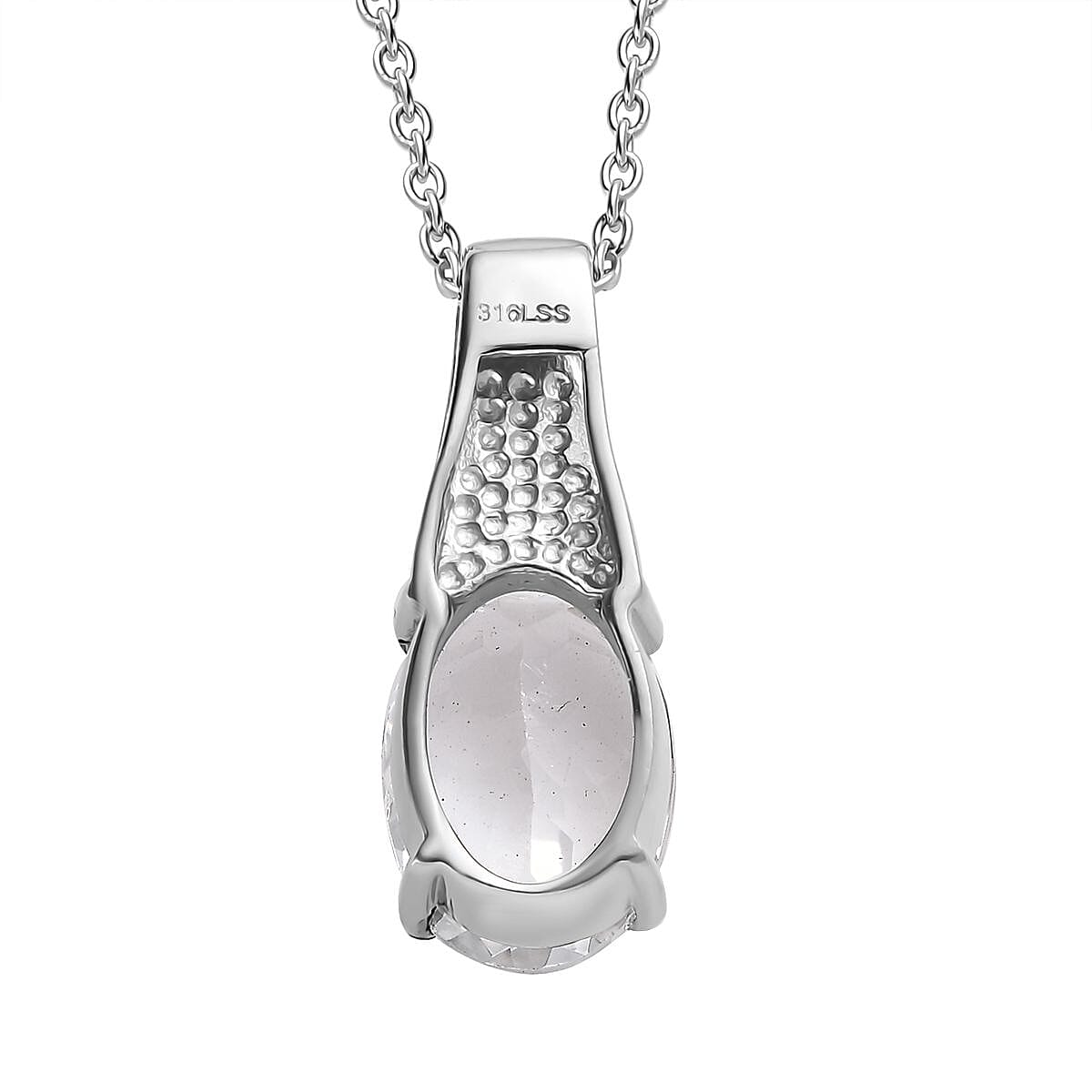 White Topaz 38.50 ctw Bangle Bracelet (7.25In), Earrings, Ring (Size 5.0) and Pendant Necklace 20 Inches in Stainless Steel image number 3