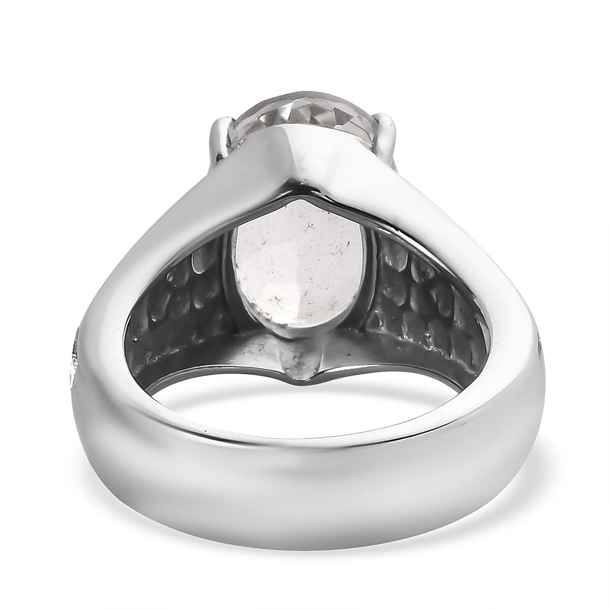 White Topaz 38.50 ctw Bangle Bracelet (7.25In), Earrings, Ring (Size 5.0) and Pendant Necklace 20 Inches in Stainless Steel image number 12