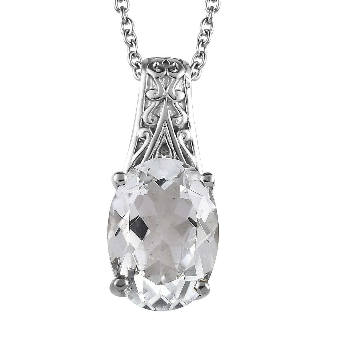 White Topaz 38.50 ctw Bangle Bracelet (7.25In), Earrings, Ring (Size 8.0) and Pendant Necklace 20 Inches in Stainless Steel image number 13