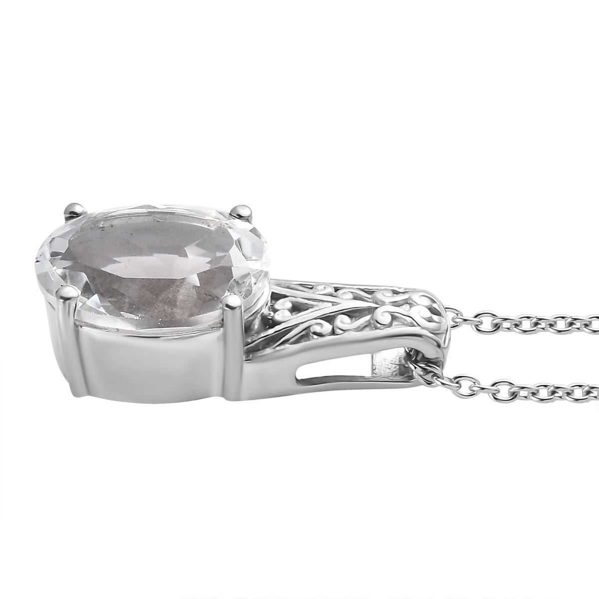 White Topaz 38.50 ctw Bangle Bracelet (7.25In), Earrings, Ring (Size 11.0) and Pendant Necklace 20 Inches in Stainless Steel image number 2