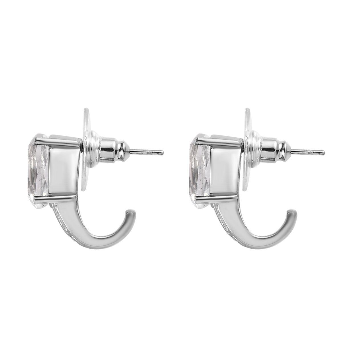 White Topaz 38.50 ctw Bangle Bracelet (7.25In), Earrings, Ring (Size 11.0) and Pendant Necklace 20 Inches in Stainless Steel image number 5