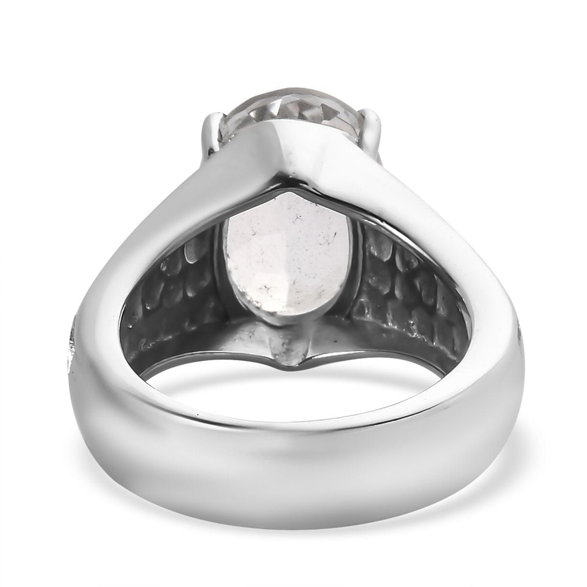 White Topaz 38.50 ctw Bangle Bracelet (7.25In), Earrings, Ring (Size 11.0) and Pendant Necklace 20 Inches in Stainless Steel image number 12