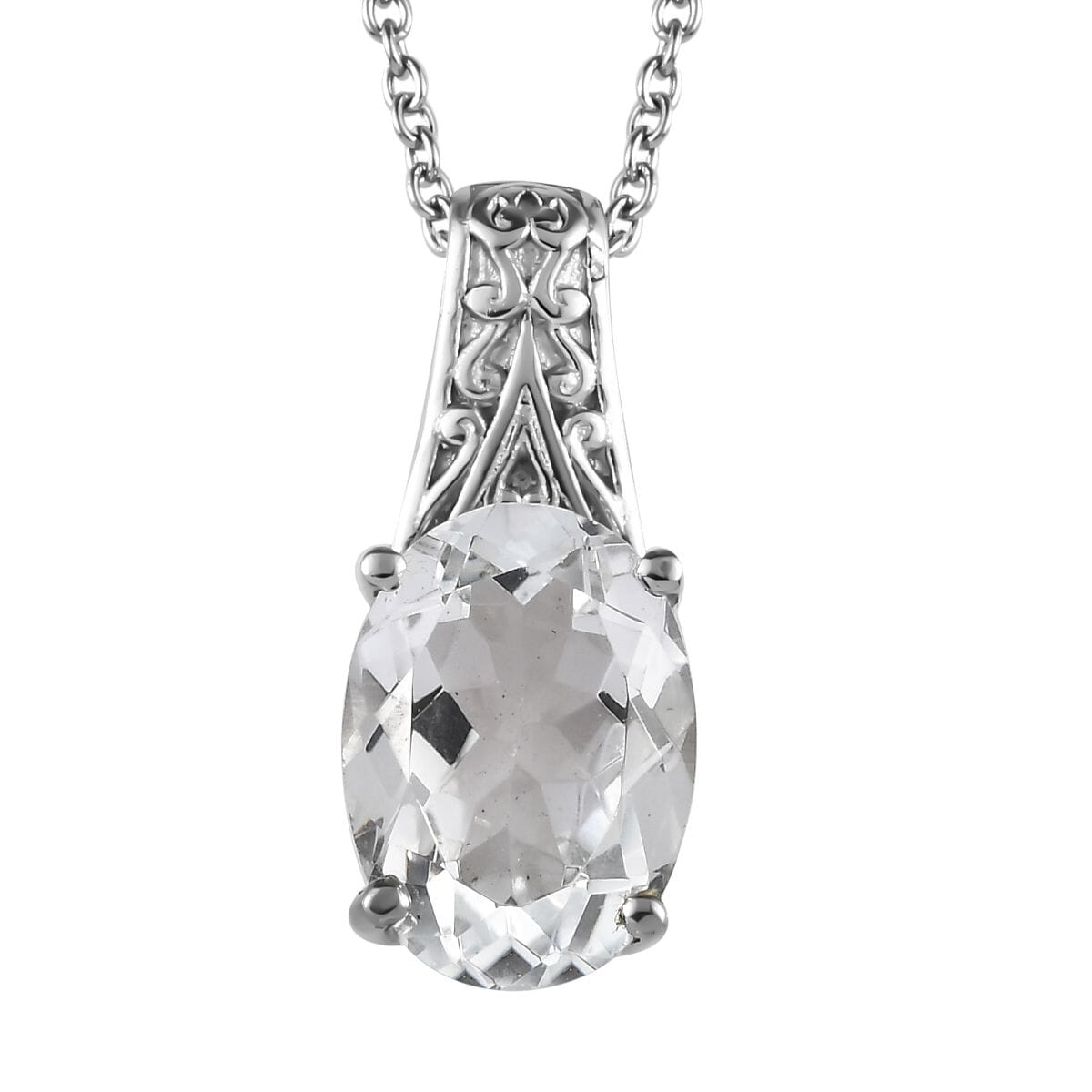 White Topaz 38.50 ctw Bangle Bracelet (7.25In), Earrings, Ring (Size 11.0) and Pendant Necklace 20 Inches in Stainless Steel image number 13