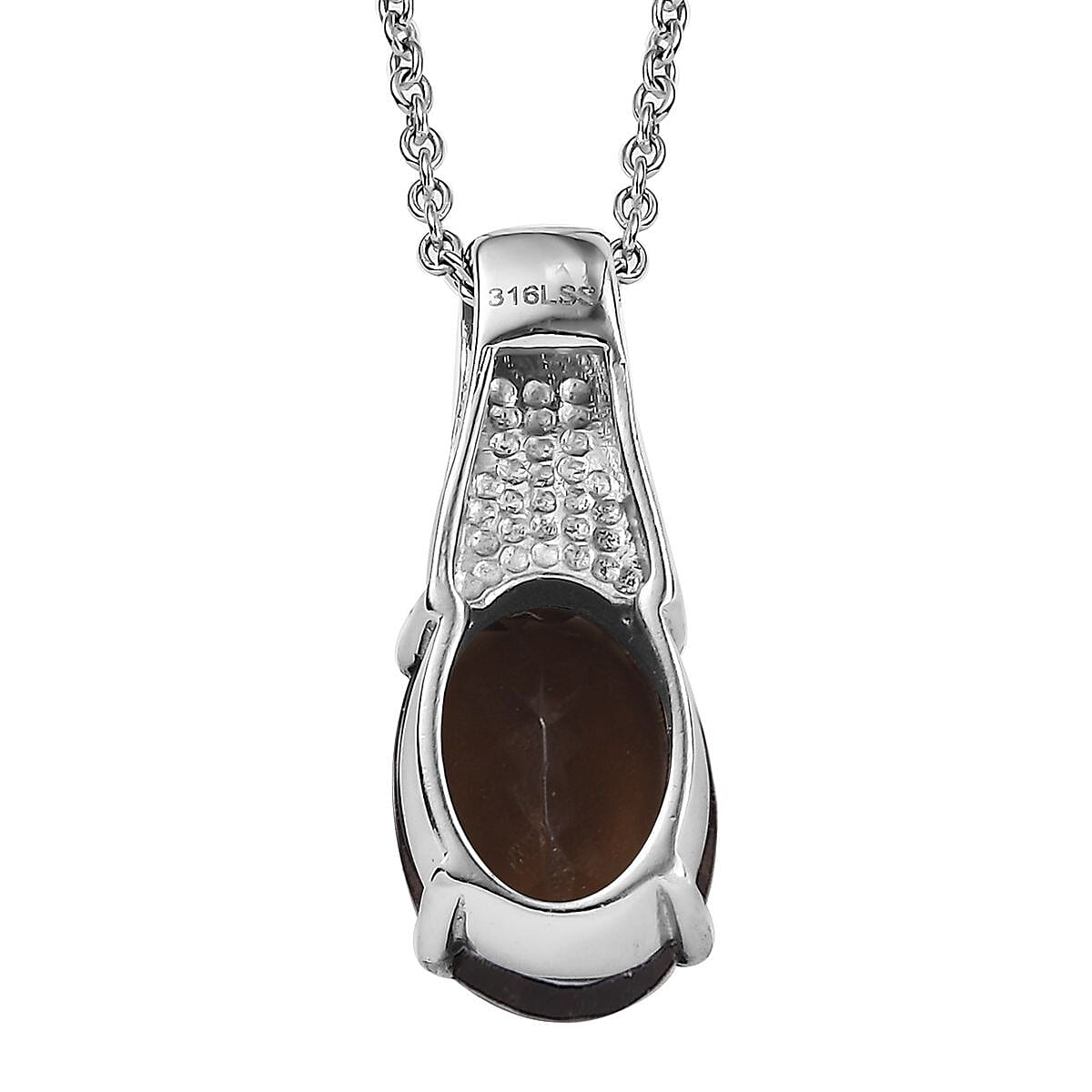 Brazilian Smoky Quartz 28.60 ctw Bangle Bracelet (7.25In), Earrings, Ring (Size 6.0) and Pendant Necklace 20 Inches in Stainless Steel image number 2