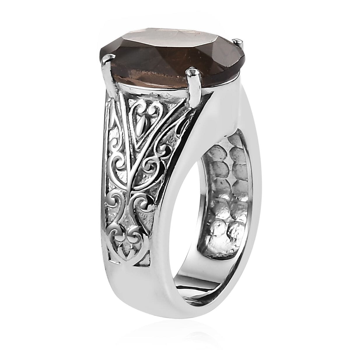 Brazilian Smoky Quartz 28.60 ctw Bangle Bracelet (7.25In), Earrings, Ring (Size 7.0) and Pendant Necklace 20 Inches in Stainless Steel image number 7