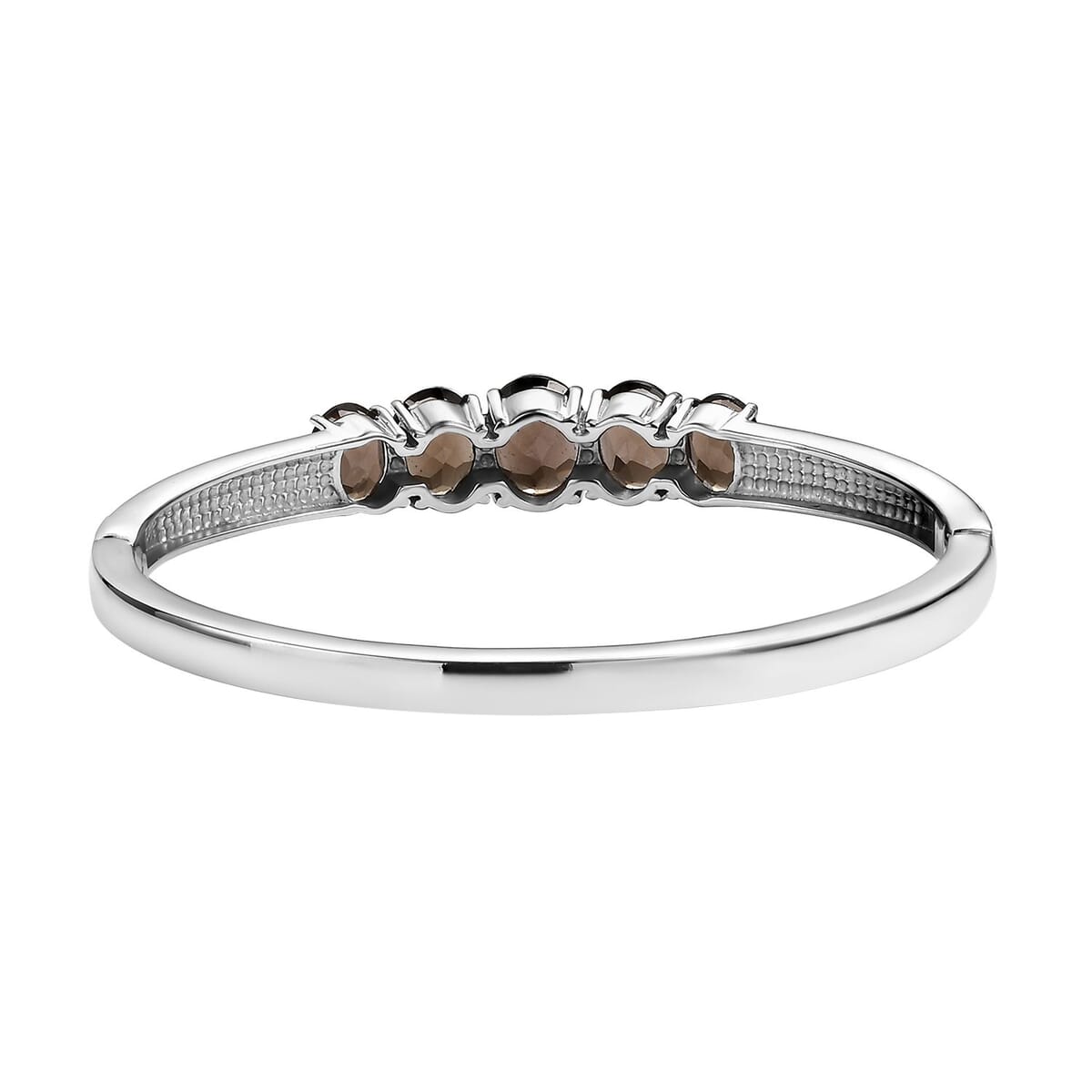 Brazilian Smoky Quartz 28.60 ctw Bangle Bracelet (7.25In), Earrings, Ring (Size 7.0) and Pendant Necklace 20 Inches in Stainless Steel image number 11
