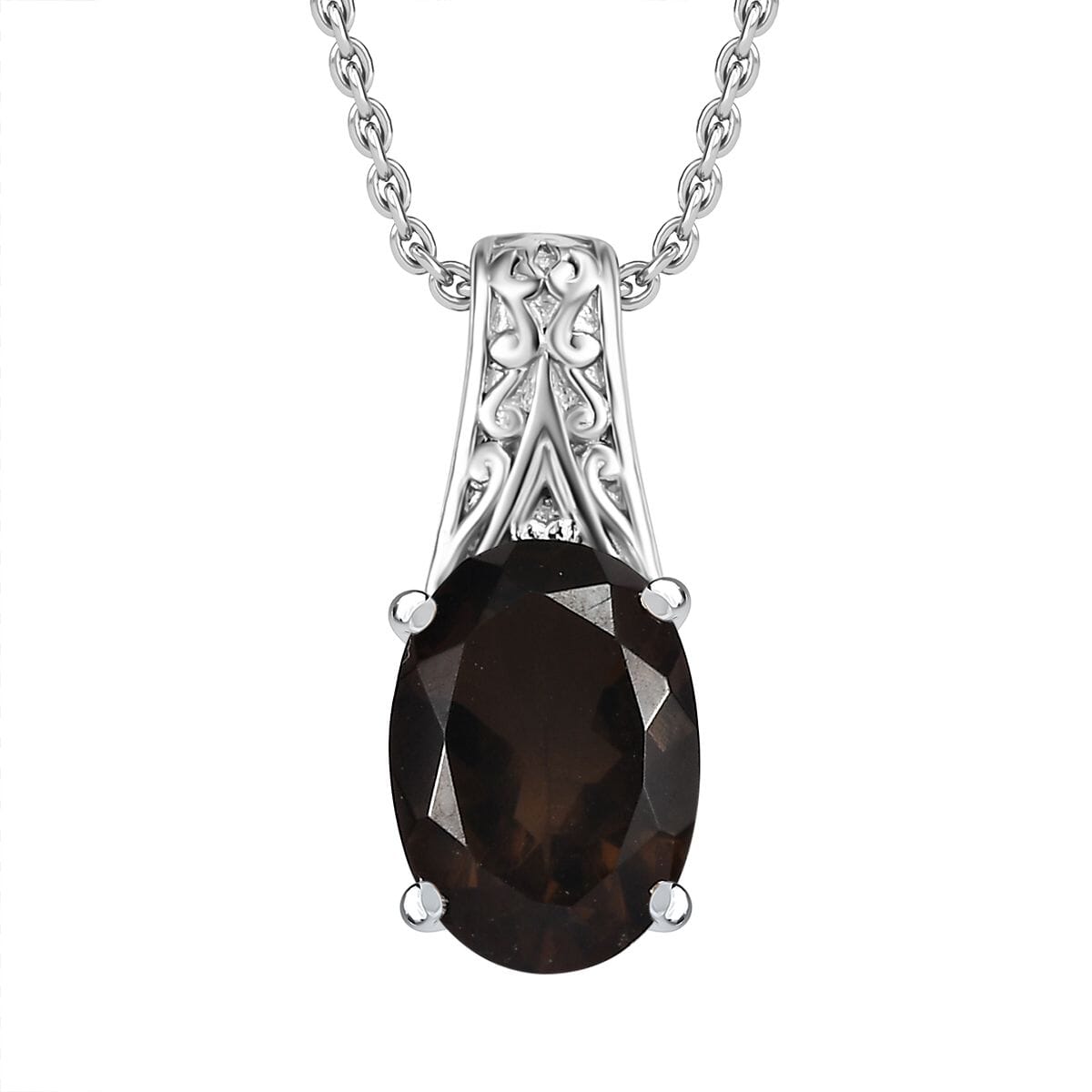 Brazilian Smoky Quartz 28.60 ctw Bangle Bracelet (7.25In), Earrings, Ring (Size 7.0) and Pendant Necklace 20 Inches in Stainless Steel image number 12