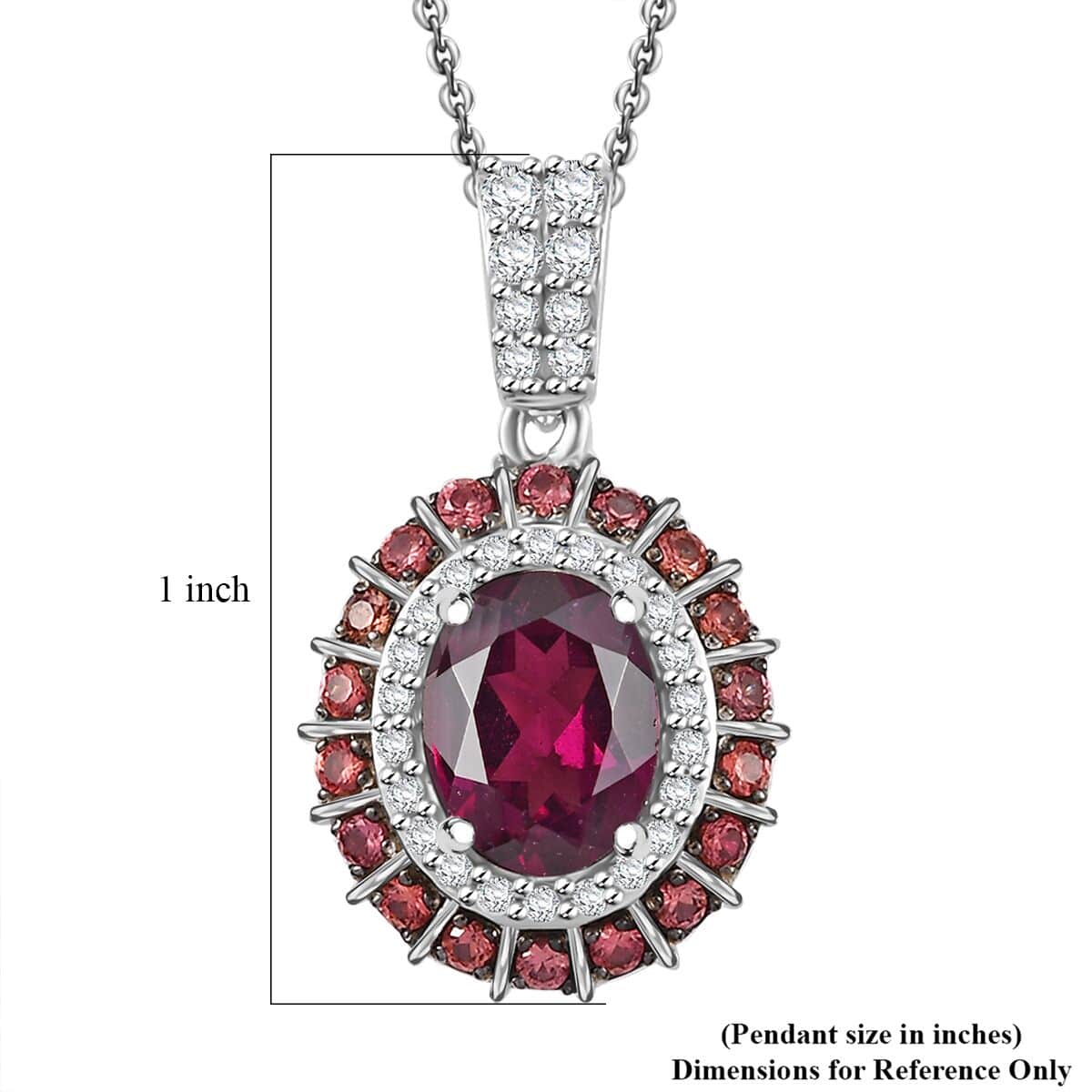 Doorbuster Premium Radiant Ember Garnet and Multi Gemstone 3.00 ctw Royal Bloom Pendant Necklace in Rhodium Over Sterling Silver 20 Inches image number 5