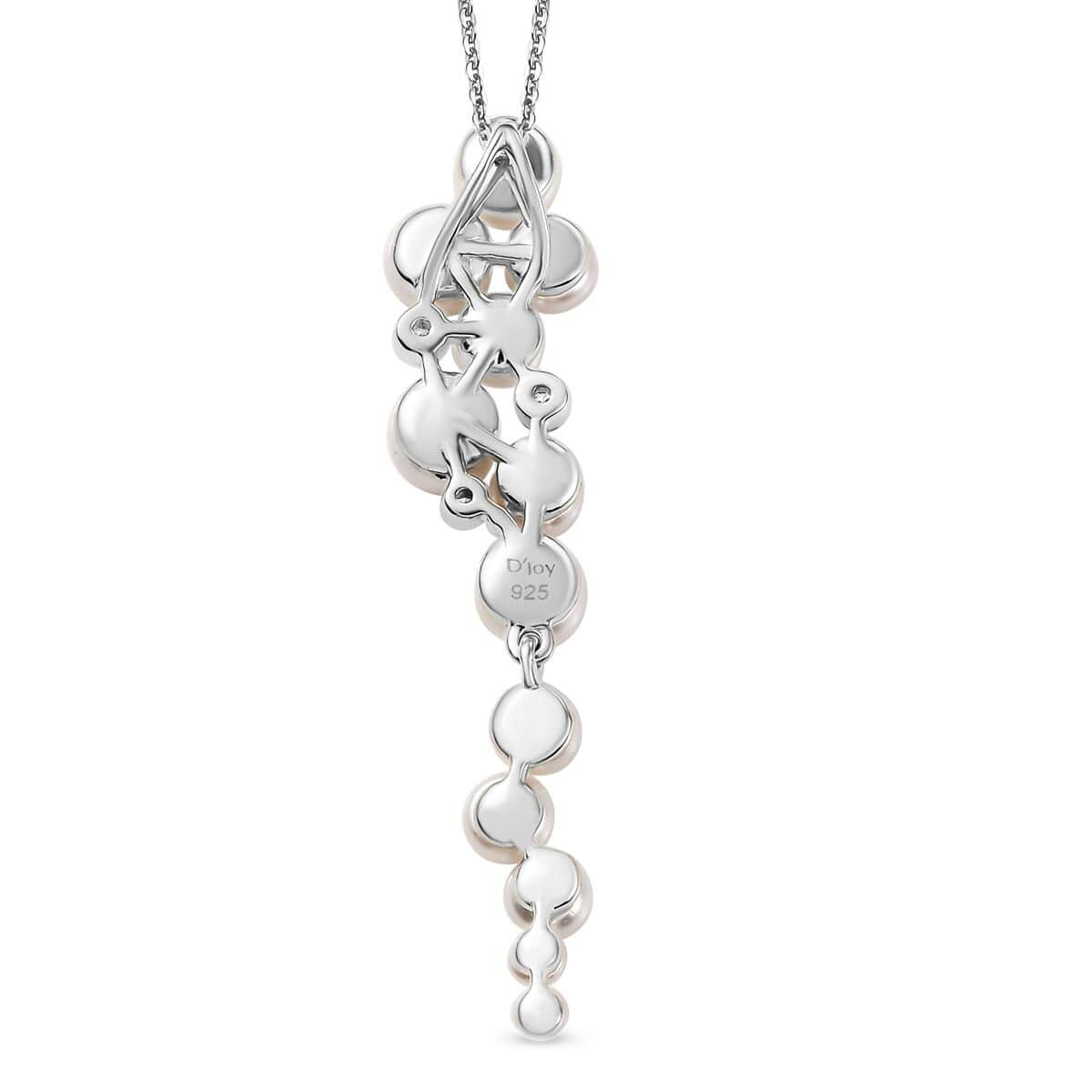 Freshwater Pearl and Moissanite 0.08 ctw Pendant Necklace in Platinum Over Sterling Silver 20 Inches image number 4